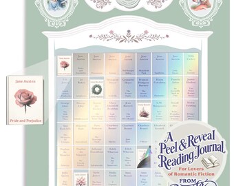Jane Austen Book Journal Poster - Book Lovers Gifts, Set of 36 Women Authors, 50 Novels, Pride & Prejudice, Bridgerton Merch, Bookish Decor
