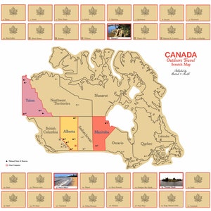 Canada Travel Scratch Map Poster - A National Parks Journal for Camping, Backpacking - Scratch Off to Reveal Postcard. #1 Graduation Gift