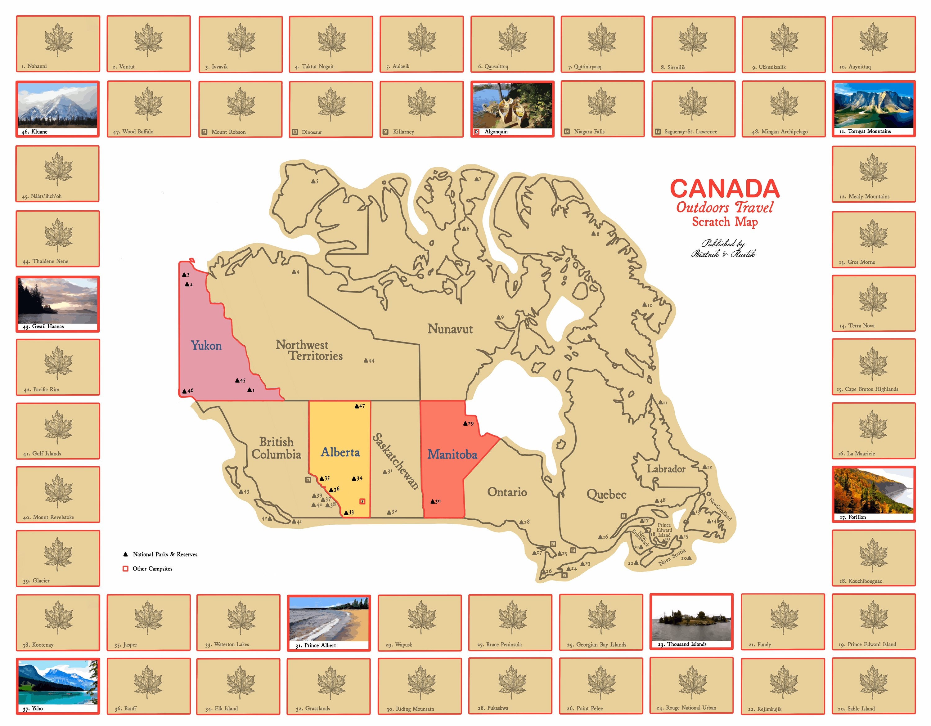 Canada Travel Scratch Map Poster A National Parks Journal Etsy Canada