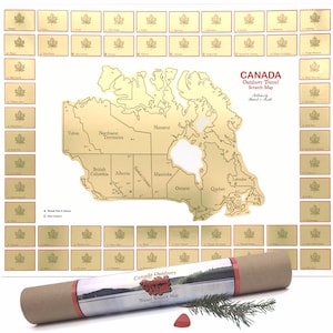 Canada Travel Scratch Map Poster A National Parks Journal for Camping, Backpacking Scratch Off to Reveal Postcard. 1 Graduation Gift image 2