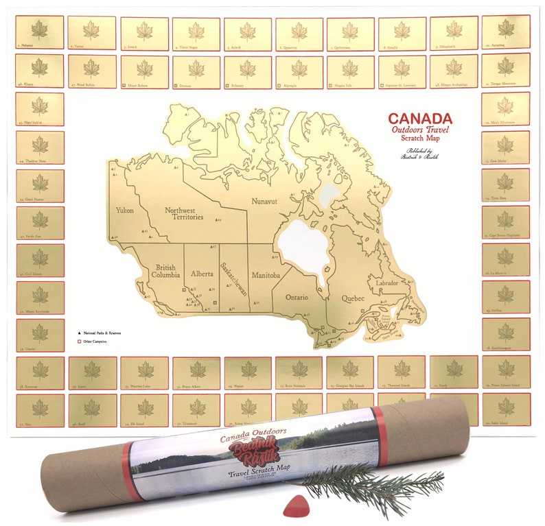 Canada Travel Scratch Map Poster A National Parks Journal for Camping, Backpacking Scratch Off to Reveal Postcard. 1 Graduation Gift image 2