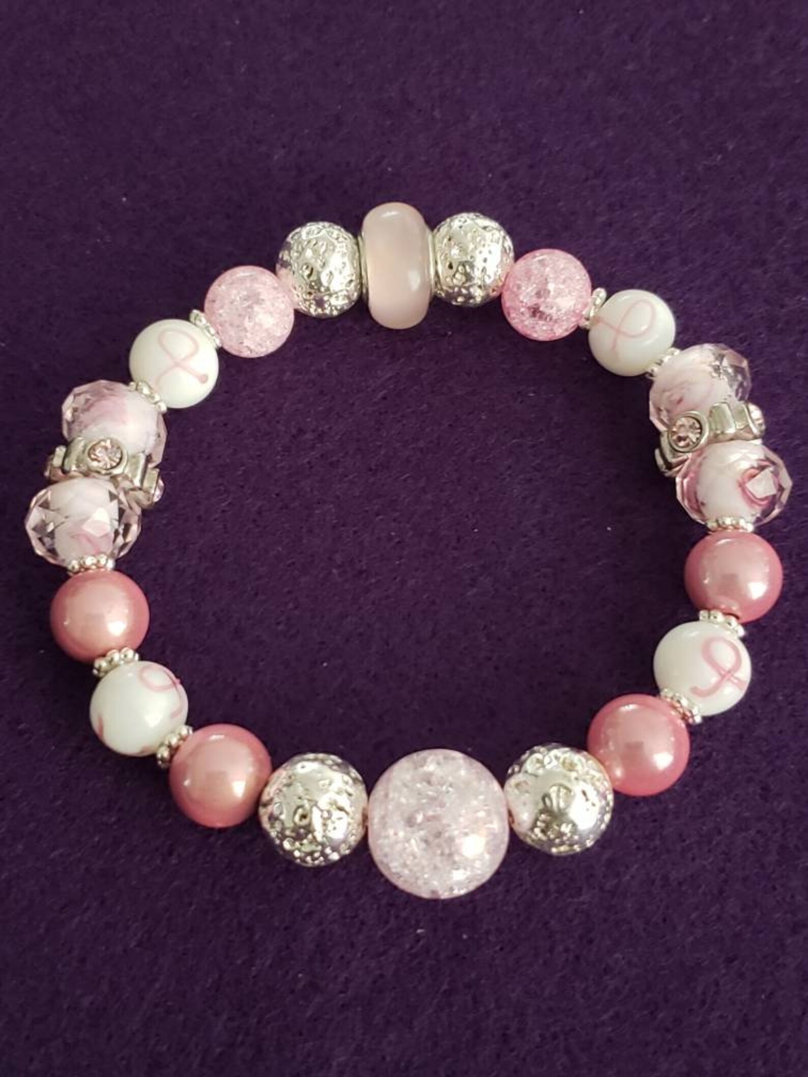 Breast cancer beaded bracelets Clearance
