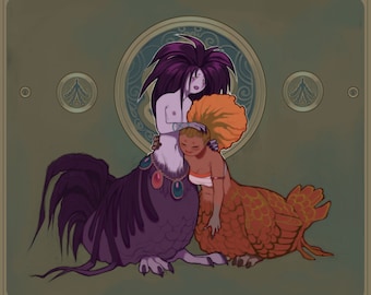 Harpy Orpheus and Eurydice Postcard Print - 6.88x5.82 inches