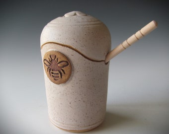 Ceramic Pottery Stoneware Wheel-thrown Beehive Honey Pot Handmade One of a Kind