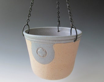 Ceramic Pottery Wheel-thrown Handmade Stoneware Large Hanging Planter One of a Kind