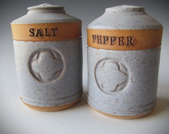 Ceramic Pottery Handmade Wheel-thrown Stoneware Salt and Pepper Shakers One of a Kind