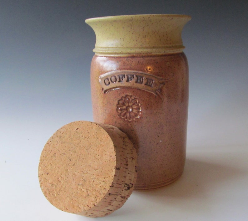 Ceramic Stoneware Wheel-thrown Coffee Jar with Cork Stopper image 2