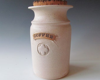 Ceramic Stoneware Wheel-thrown Coffee Jar with Cork Stopper