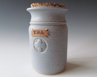 Ceramic Stoneware Wheel-thrown Tea Jar with Cork Stopper