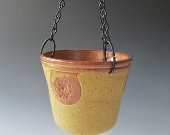 Ceramic Pottery Wheel-thrown Handmade Stoneware Small Hanging Planter One of a Kind