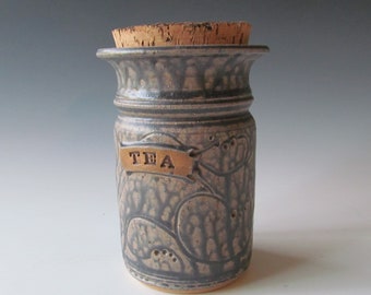 Ceramic Stoneware Wheel-thrown Tea Jar with Cork Stopper