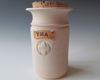 Ceramic Stoneware Wheel-thrown Tea Jar with Cork Stopper