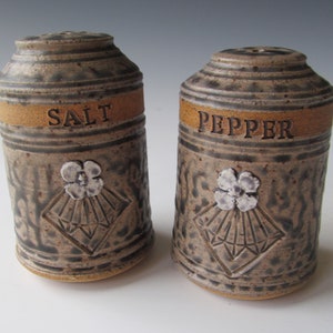 Ceramic Pottery Handmade Wheel-thrown Stoneware Salt and Pepper Shakers One of a Kind