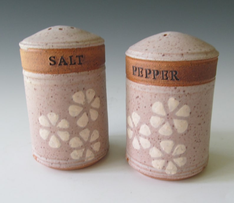 Ceramic Pottery Stoneware Handmade Wheel-thrown Salt and Pepper Shakers One of a Kind image 1
