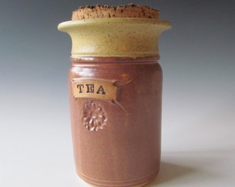 Ceramic Stoneware Wheel-thrown Tea Jar with Cork Stopper