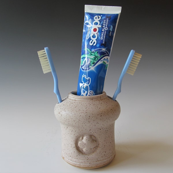 Ceramic Pottery Wheel-thrown Handmade Stoneware Counter Toothbrush Holder One of a Kind