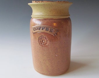 Ceramic Stoneware Wheel-thrown Coffee Jar with Cork Stopper