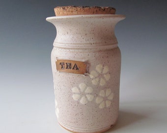 Ceramic Stoneware Wheel-thrown Tea Jar with Cork Stopper