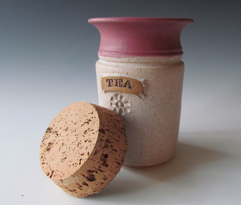 Ceramic Stoneware Wheel-thrown Tea Jar with Cork Stopper image 2