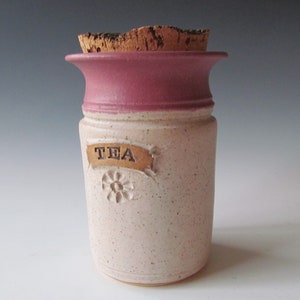 Ceramic Stoneware Wheel-thrown Tea Jar with Cork Stopper image 1