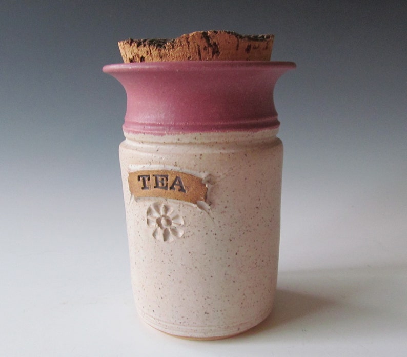 Ceramic Stoneware Wheel-thrown Tea Jar with Cork Stopper image 1