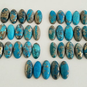 5 Oval Shaped 100% Genuine Persian Turquoise Cabochons 16.5-17.5mm