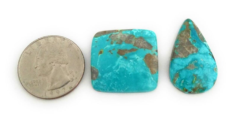 2 pcs 100/% Genuine Turquoise Cabochons 25-29mm