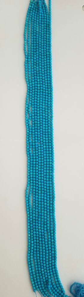 Collier De Perles Turquoise Sleeping Beauty 100% Naturelles - 4,5-5,5 Mm - Brin Unique