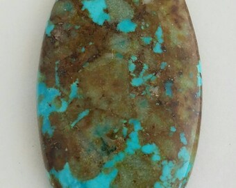 One Oval Shaped 100% Genuine Turquoise Cabochon 25.5x44mm