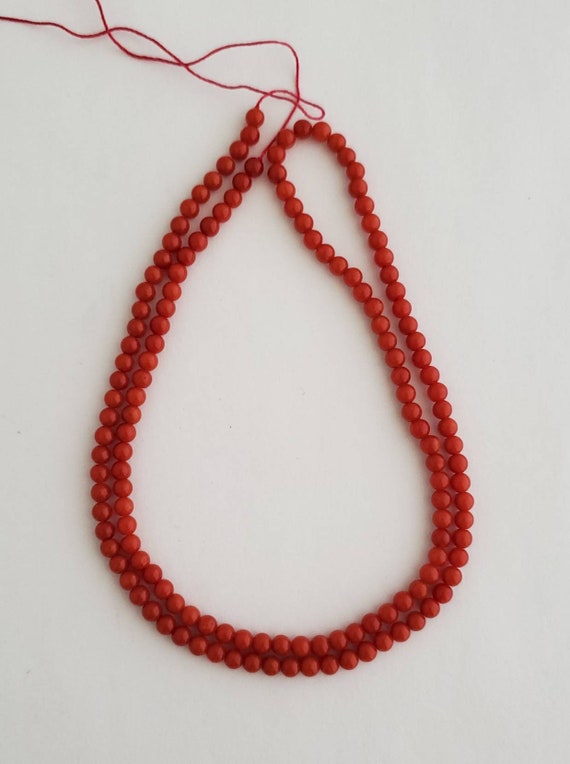 One Strand 100 Natural Mediterranean Red Coral Round Beads Etsy