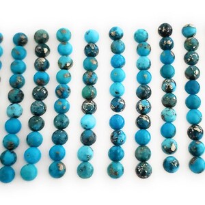 10 Cabochones de Turquesa Persa 100% Genuinos de Forma Redonda 5mm imagen 3