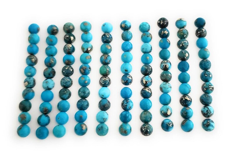 10 Round Shaped 100% Genuine Persian Turquoise Cabochons 5mm image 3