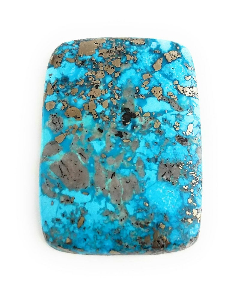 One Large Rectangular 100% Genuine Turquoise Cabochon 35x49.5mm image 1