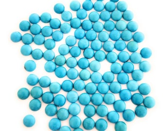 10 Round Shaped 100% Natural Sleeping Beauty Turquoise Cabochons 7mm