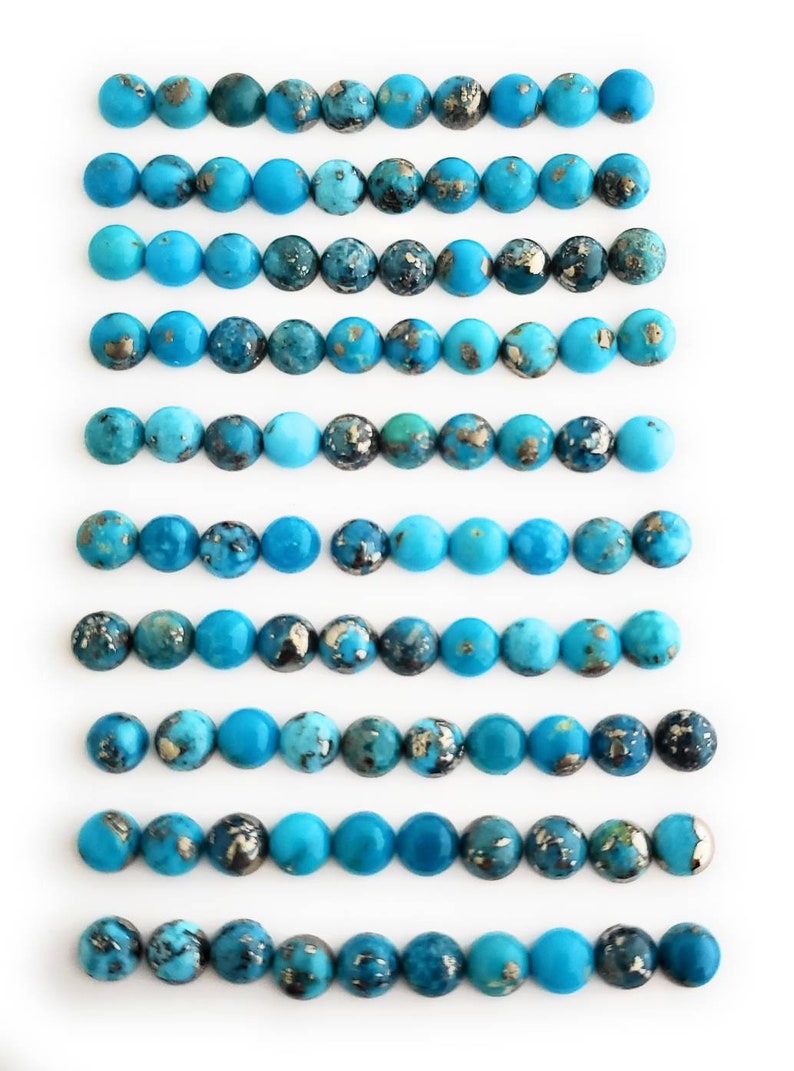 10 Round Shaped 100% Genuine Persian Turquoise Cabochons 5mm zdjęcie 1