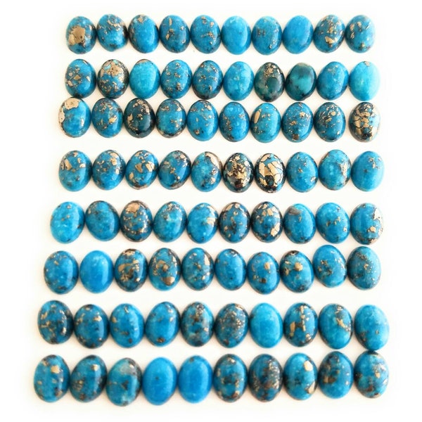 10 ovale 100% echte Türkis Cabochons 6x8mm