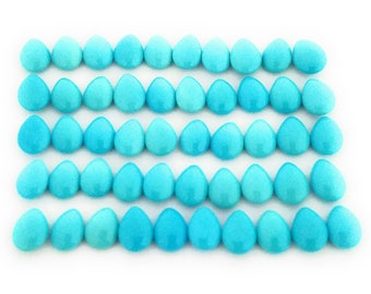 10 Double Sided Pear Shaped Natural Sleeping Beauty Turquoise Cabochons 5.5x7.5mm