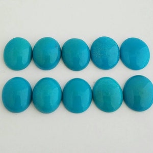 5 Oval Shaped Dark Blue Natural Sleeping Beauty Turquoise Cabochons 10x12mm