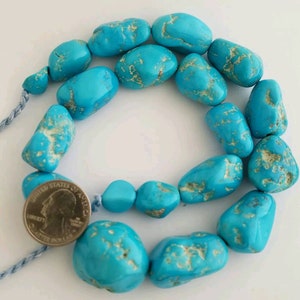 One Strand Natural Sleeping Beauty Turquoise Tumbled Beads Necklace - Etsy