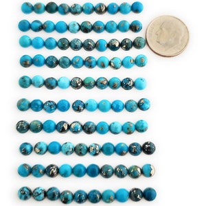 10 Cabochones de Turquesa Persa 100% Genuinos de Forma Redonda 5mm imagen 2