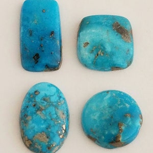 4pcs 100% Genuine Turquoise Cabochons