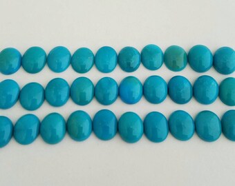5 Oval Shaped Dark Blue 100% Natural Sleeping Beauty Turquoise Cabochons 9x11mm