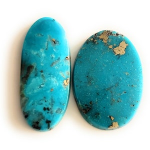 2 pcs 100% Natural Persian Turquoise Cabochons 26-30mm