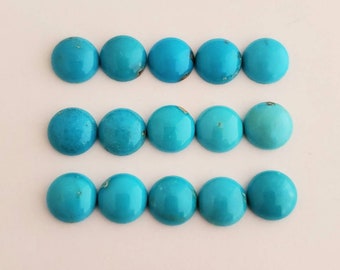 15 Round Shaped 100% Natural Sleeping Beauty Turquoise Cabochons 9mm