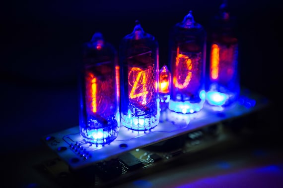 Nixie Tube Clock In14 Blue Vacuum Tube Clock Nixie Clock Nixie Etsy