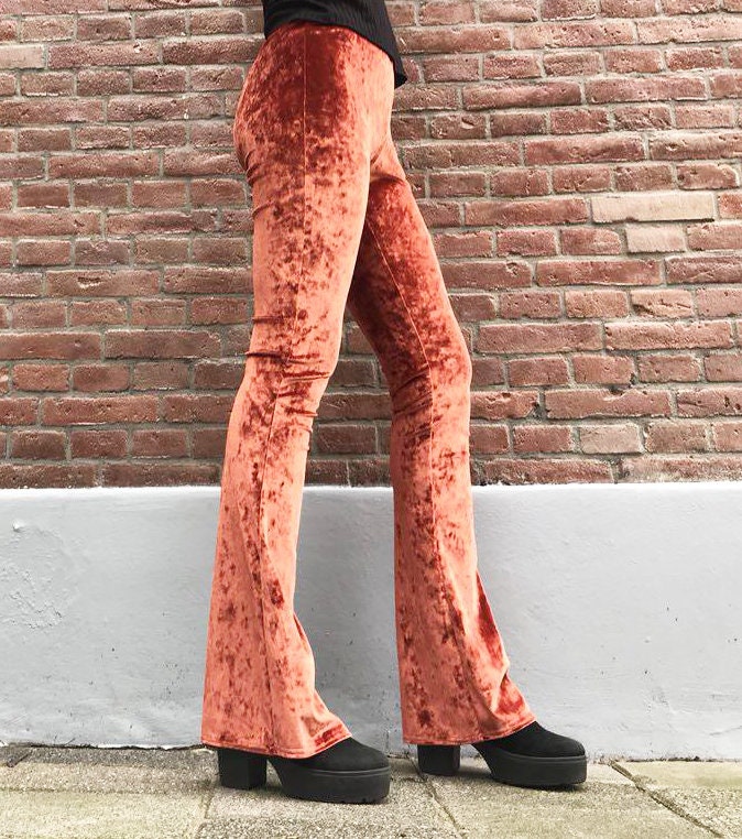 Velvet Flare Pants-orange - Etsy