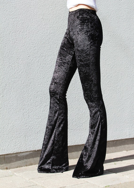 Velvet Flare Pants-black - Etsy India