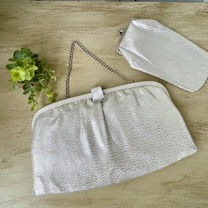 Vintage &#39;After Five&#39; Silver Metallic Clutch with Change Purse