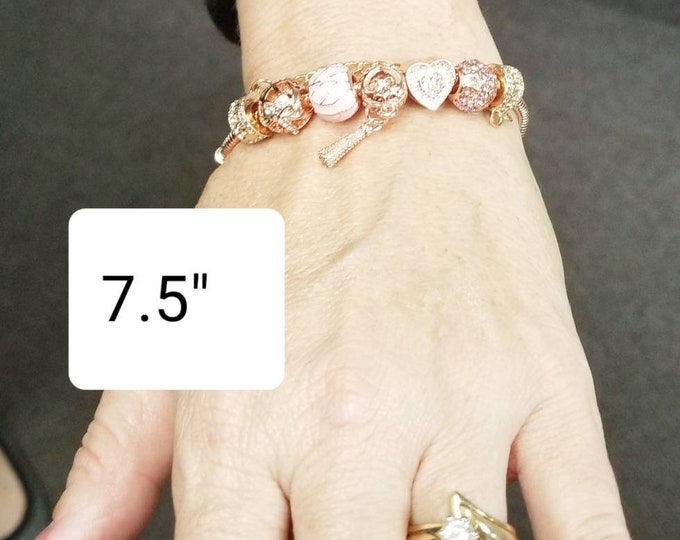 Rose Gold Color Bracelet Beaded Bracelets Rose Gold Color Etsy