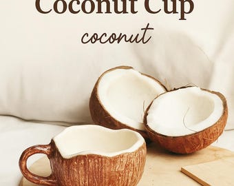 Handmade Ceramic Coconut Cup: Tropical Island Drinkware